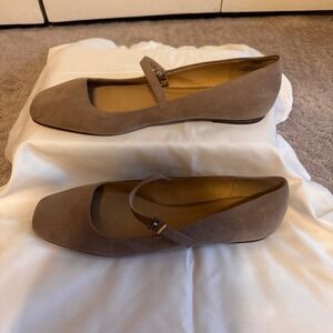 H&M Womens NWOT Square Toe Taupe Mary Jane Flat SZ 10
